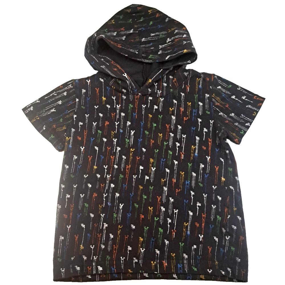 True Religion Hooded Shirt Boys 3T Black Short Sleeve Streetwear Skater